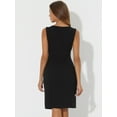 thumbnail image 4 of DARING DIVA V Neck Work Sleeveless Bodycon Mid-Length Pencil Dress M Solid Black, 4 of 6