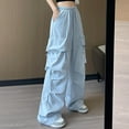 thumbnail image 2 of XIAONU Women's Cargo Bow-Accent Pants Wide-Leg Drawstring Trousers Edgy Streetwear Daily Casual Bottoms, 2 of 5