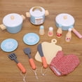 thumbnail image 2 of Montessori Children‘s Simulation Wooden Sound and Light Oven Bread Machine Coffee Machine Combination Kitchen Play House Toy, 2 of 7