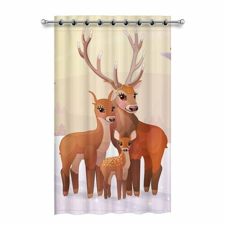 Mkhert Deer Family Blackout Window Curtain Drapes Bedroom Living