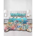 thumbnail image 2 of Quilts Queen Size Bedding Set, Seahorse Coastal Reversible Summer Quilt 3 Pieces, Nautical Ocean Summer Blue Teal Coral Shell Lightweight Bedspreads Coverlets with 2 Pillow Shams for All Seasons, 2 of 5