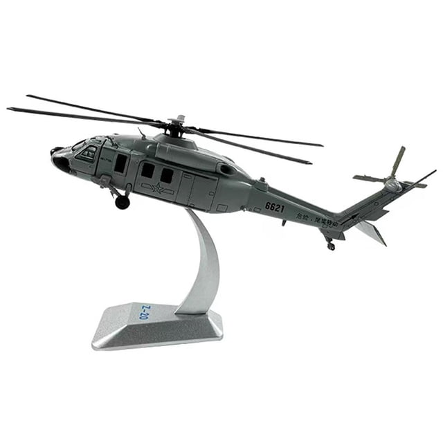 Modelo de helicóptero con soporte, escala 1:100, juguete de decoración de escritorio, procesamiento CNC, adorno de aleación, simulación, avión