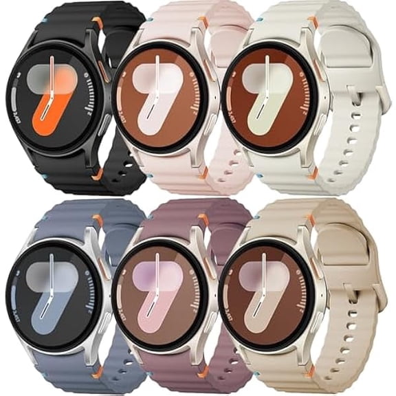 Sport Band for Samsung Galaxy Watch 7 Band 40mm 44mm,No Gap Soft Silicone Strap for Galaxy Watch 6 5 4 FE Band 40mm 44mm/Galaxy Watch 6/4 Classic 47mm 43mm 46mm 42mm/Watch 5 pro 45mm Men Women,6 Pack