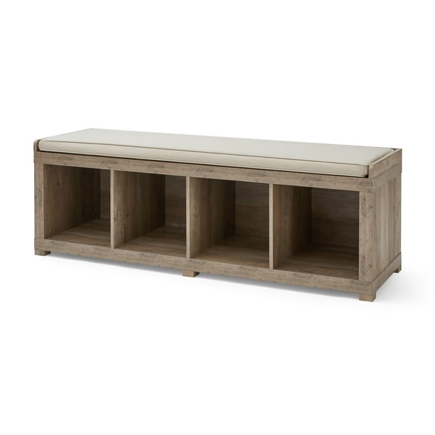 Better Homes and Gardens 4Cube Organizer Storage Bench, Rustic Gray