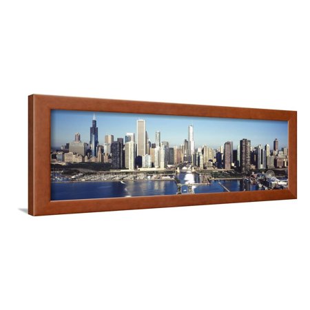 Pier One Palm Harbor Skyscrapers in a City, Navy Pier, Chicago Harbor, Chicago, Cook County, Illinois, USA 2011 Framed Print Wall Art By Panoramic Images ()
