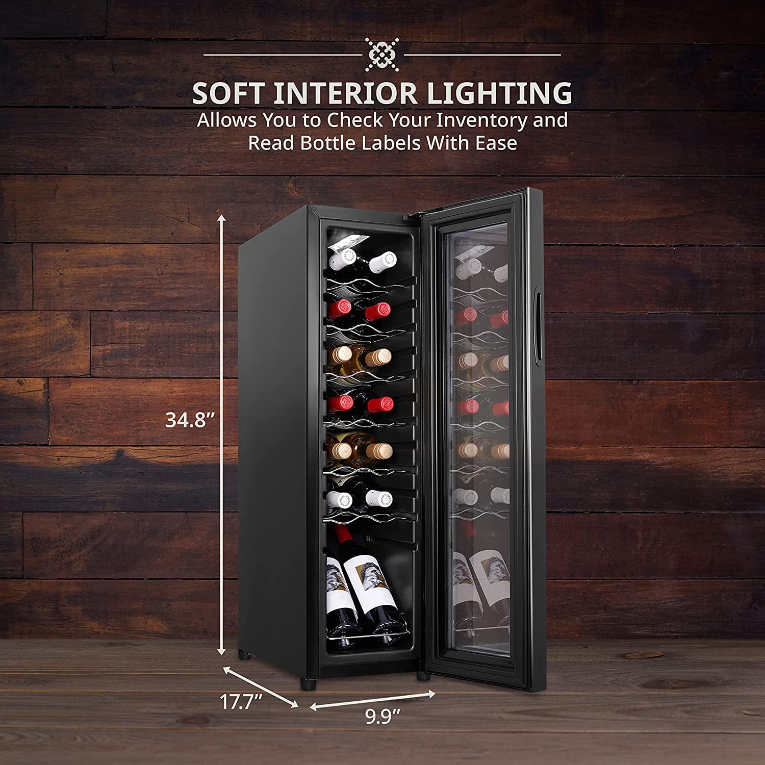 IVATION 14-Bottle Wine Cooler Freestanding Beverage Cooler with Lock, Black