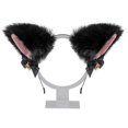 thumbnail image 1 of Bonitas diademas con orejas de gato y conejo de peluche negro, accesorios para el cabello de fiesta para mujer., 1 of 1