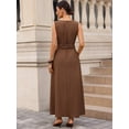 thumbnail image 2 of Brown Sleeveless Tie Waist A-Line Maxi Dress For Women Elegant Vacation Dress, 2 of 7