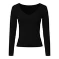 thumbnail image 5 of PMVFHDE Womens Tops Square Neck Long Sleeve Slim Fit Basic Shirt Ribbed Thermal Undershirt Tee Casual, 5 of 6