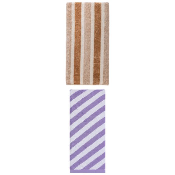 Unique Bargains Plush Absorbing Bath Towel 2 Pack Brown/Purple 71" x 35"/55" x 28"