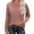 thumbnail image 2 of Enjoytime Blouses for Women Business Casual Solid Color Long Sleeve Crewneck Shirts Loose Fall Winter Tops Outfits 2025, 2 of 8