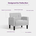 thumbnail image 4 of LAZZO Tufted Accent Chair, Mid Century Modern Upholstered Arm Chair for Living Room, Light Gray, 4 of 9