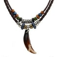 thumbnail image 5 of Men s Vintage Wolf Tooth Pendant Leather Beaded Weaved Prayer Necklace Ethnic Style Jewelry, 5 of 5