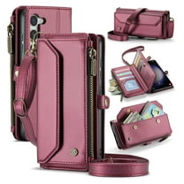 Crossbody for Samsung Galaxy S23 Plus Case Wallet【RFID Blocking】with 10-Card Holder Zipper Bills Slot, Soft PU Leather Magnetic Shoulder Wrist Strap for Galaxy S23 Plus Wallet Case Women, Winered