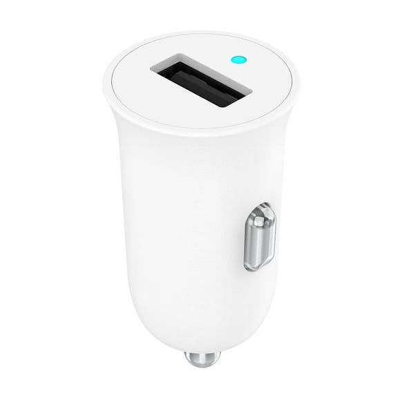 onn 12W Single USB-A Port Car Charger, White - Compatible with iPhone, Samsung Galaxy, Note, Pixel Devices iPad Pro, & More