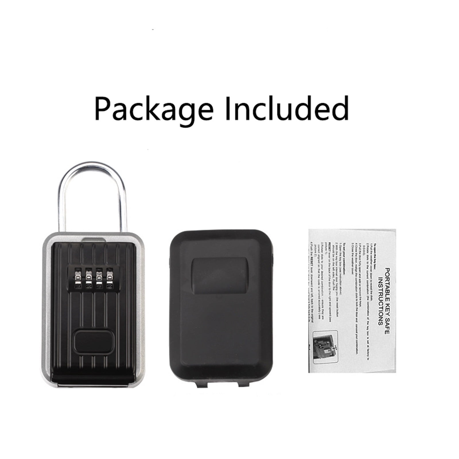 Wall Mount Key Safe Box , Lock 4 Digit Combination Password Security Locks Home Outdoor Key Safe Storage Alloy Door Handle Hook