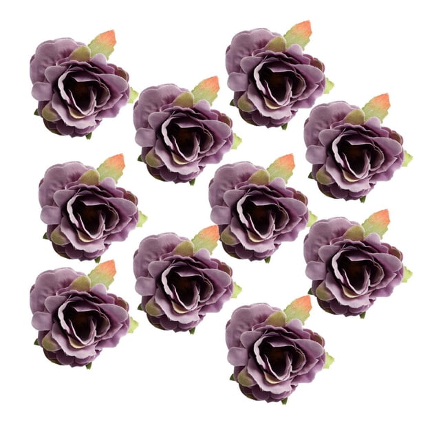 10 Unids 5 Cm Seda Artificial Cabezas Flores de Simulación para DIY Decoración Luz púrpura
