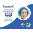 thumbnail image 4 of ProtectX 100 Pack Blue Disposable Hair Nets, Elastic Head Cover, Bouffant Caps, Sanitation Head Cover for Food Service, Spa Men & Women - 21 inch, 4 of 7
