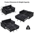 thumbnail image 2 of MIKIBAMA 55" Velvet 3 In 1 Convertible Sofa Bed with Side Pockets & Adjustable Backrest, Perfect for Living Room,Black, 2 of 7