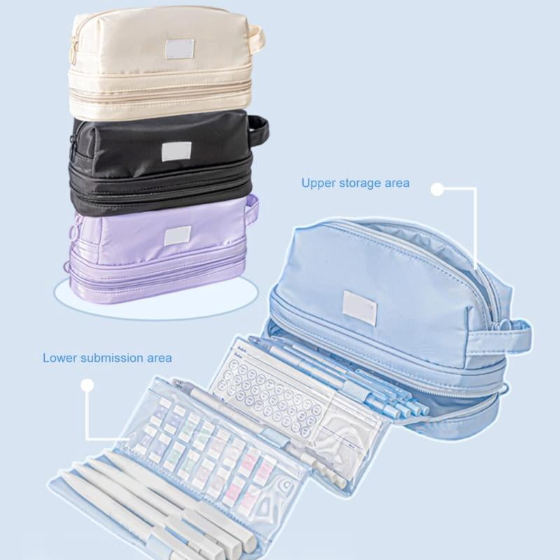 CEORPER Multifunctional Pen Pouches Large Capacity Waterproof Fabric PVC Pencil Case