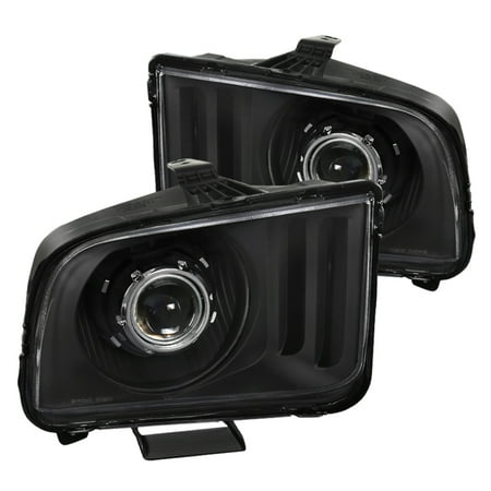 Mustang Euro Headlights Spec-D Tuning For 2002-2009 Ford Mustang Gt Base Euro Black Clear Projector Headlights Head Lamps Pair 2002 2003 2004 2005 2006 2007 2008 2009 (Left+Right) ()