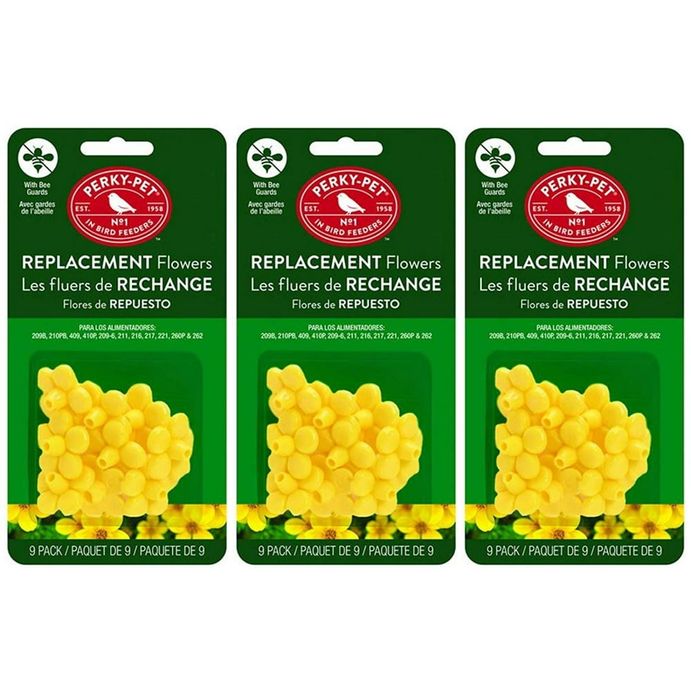 PerkyPet 202FB 9 Piece Yellow Hummingbird Feeder Replacement Flowers