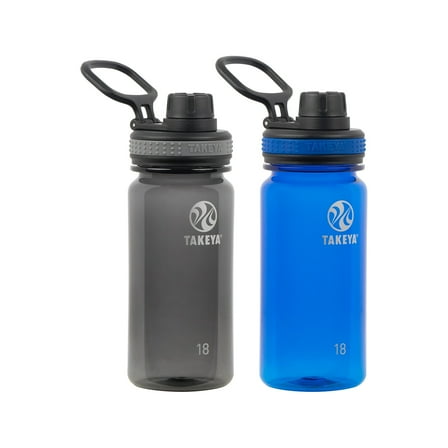 Takeya Tritan Plastic Water Bottle 18 oz. Black/Royal 2/Pack (51464)
