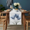 thumbnail image 2 of Blue Tulip Table Runner - 60 Inch Long, Kitchen Dining Table Runner Dresser Scarves, Spring Floral Botanical Leaves Pastoral Farmhouse Decor for Coffee Tables Wedding Party Banquet, 2 of 8