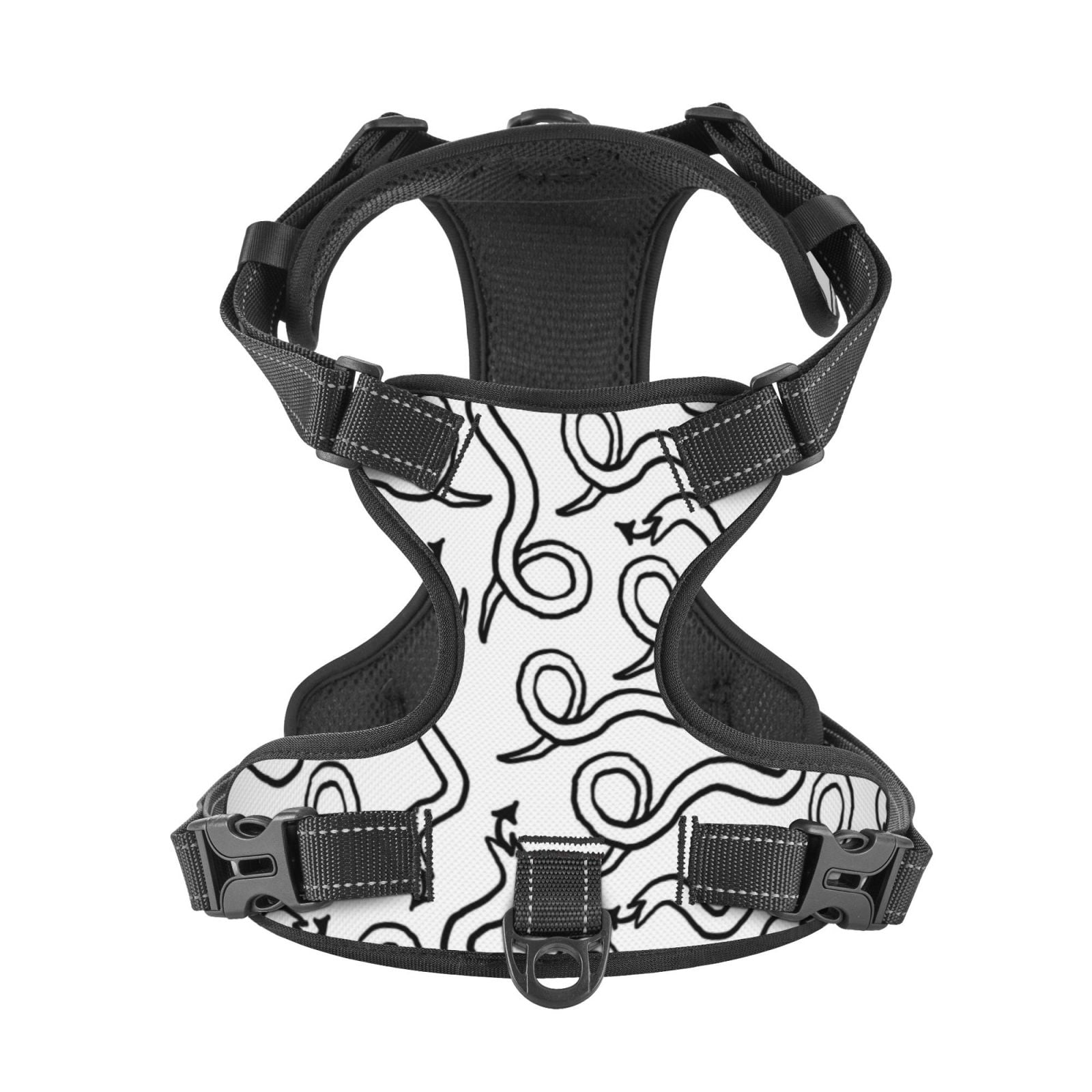 Kdxio Hand Drawn Snake Print No Pull Dog Harness Adjustable Reflective Oxford Easy Control Medium Large Dog Harness for Training and Everyday-Small