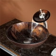 thumbnail image 2 of KRAUS Pluto Glass Vessel Sink in Brown with Waterfall Faucet in Satin Nickel, 2 of 6