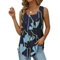 thumbnail image 5 of JGGSPWM Summer Tank Tops for Women Loose Fit Pleated Square Neck Sleeveless Tops Curved Hem Flowy Loose Fit Camisole Trendy Breathable Tees Shirts Navy XL, 5 of 5