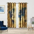 thumbnail image 2 of World Map Blackout Curtains,Rustic Vintage Nautical Fabric Decor, Farmhouse Old Fantastic Sea Theme Grommet Window Drapes for Bedroom Living Room,2 Panels-52"W x 84"L (Pack of 2), 2 of 7