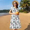 thumbnail image 4 of Fotbe Colorful Hat Snowman Pattern Dress Casual Womens Fashion Short Sleeve Maxi Dress T Shirt Dress Striped Long Color Block Maxi Dress, 4 of 6