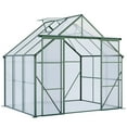 thumbnail image 3 of Noble House 8x6FT Walk-In Polycarbonate Greenhouse with Double Doors,Aluminum Frame,Raised Base & Anchors,Green, 3 of 8