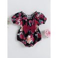 thumbnail image 2 of Coduop Baby Girl Cute Playsuit Rompers,Short Sleeve Floral Elastic Waist Bowknot Bodysuit, 2 of 9