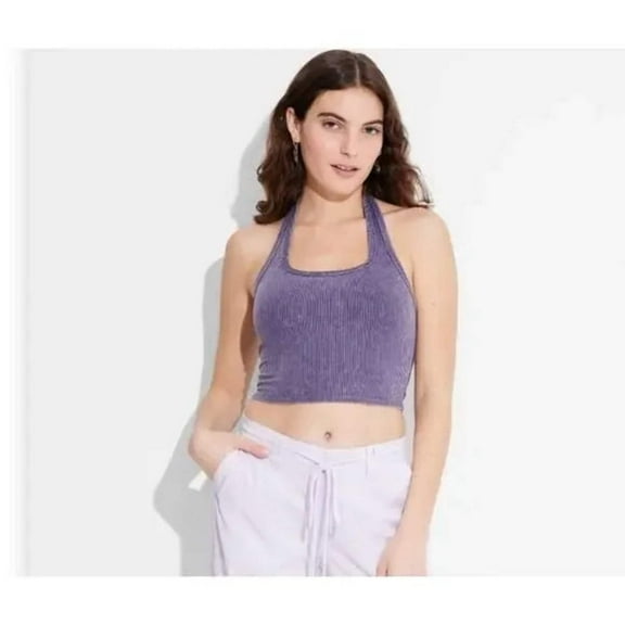 Women's Ribbed Halter Top - Wild Fable™ Navy Blue XXS