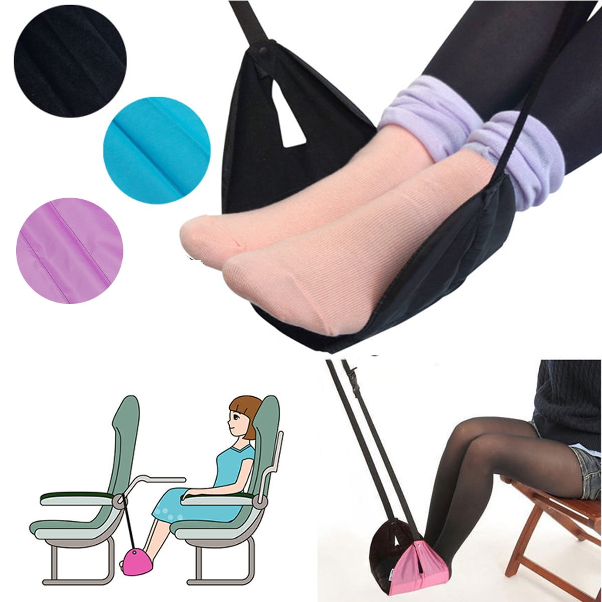 Foot Hammock Travel Footrest for Airplane Prevents Stiffness and