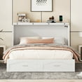 thumbnail image 2 of Queen Size Murphy Bed Wall Bed With Drawer And A Set Of Sockets & Usb Ports, Pulley Structure Design, White, 2 of 9