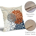 thumbnail image 4 of Blue Orange Flower Pillow Covers 20x20 Inch Dahlia Decorative Throw Pillows Modern Geometry Floral Outdoor Farmhouse Pillowcase Linen Square Cushion Case Decor for Home Sofa Couch Bed, Set of 2, 4 of 6
