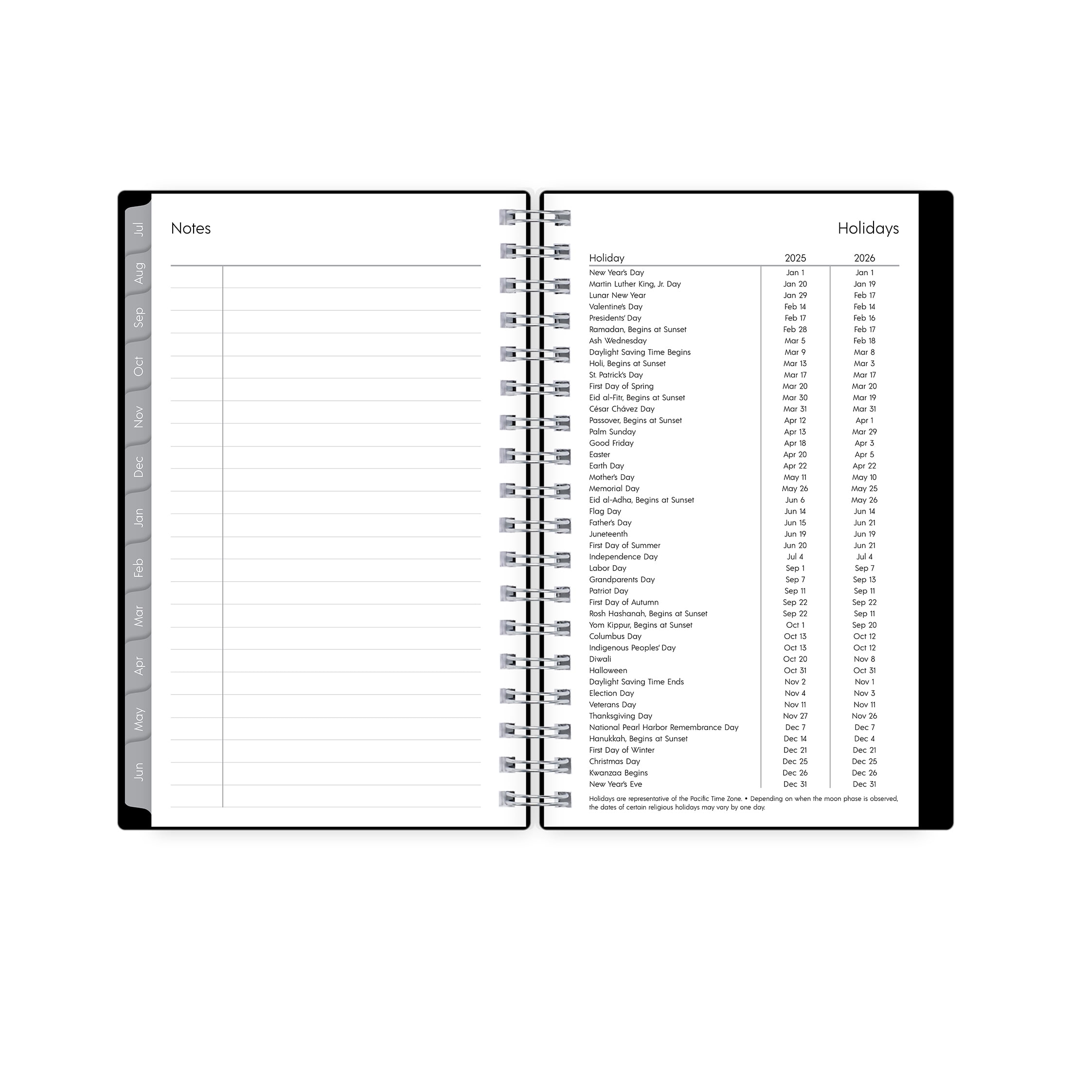 Blue Sky Monthly Weekly Small Planner, 3.625" x 6.125", Black 15-Month (April 2025 - June 2026)