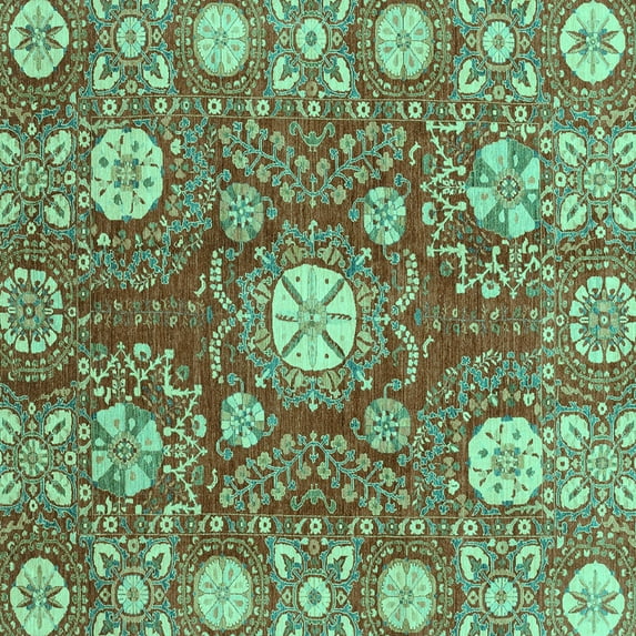 Ahgly Company Indoor Square Abstract Turquoise Blue Modern Area Rugs, 7' Square