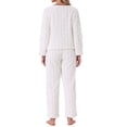 thumbnail image 3 of Conjunto de pijama de franela para mujeres, de manga larga, con botones, cuello en V, pantalones de forro polar, ropa de descanso XL blanca, 3 of 6