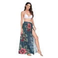 thumbnail image 2 of FORMRS Womens Long Sarong Beach Wrap Semi-Sheer Bikini Skirt Bathing Swimsuit Cover Up, Floral Christmas, 2 of 7