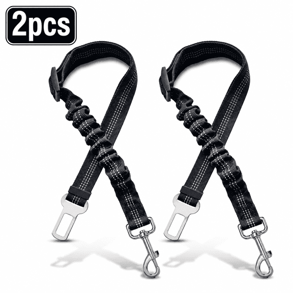 Dog Seat Belt for Car, 2 Pack Adjustable Dog Car Safety Belt with Elastic Bungee, Shock Absorbing Pet Vehicle Restraint, Swivel Clip, Universal Fit