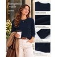 thumbnail image 4 of QUALFORT Women’s 100% Cotton Pullover Sweater, Crew Neck Long Sleeve Lightweight Sweater for Women, Soft Classic Knit Top, Navy XL, 4 of 7