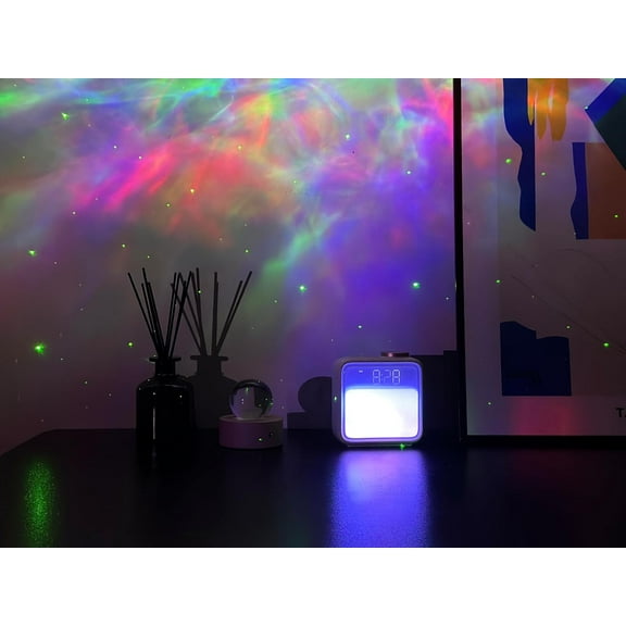 Alarm Clock Night Lights with 6 Scenes & White Noise, Dual Alarms for Bedrooms