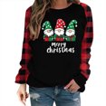 thumbnail image 2 of Tops for Women Christmas Print Plaid Long Sleeves Round Neck Winter Printed Loose Casual Sweatshirts,Womens Tops Plus Size Red XXL, 2 of 6