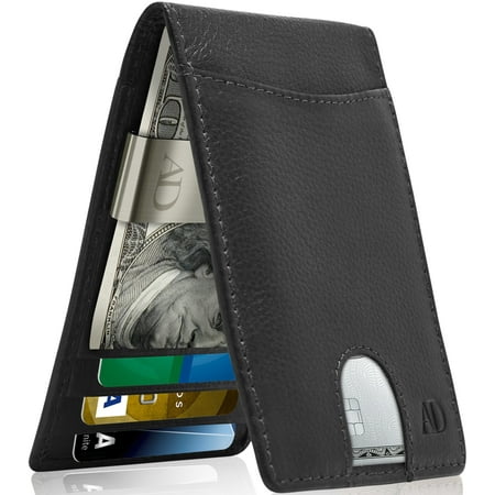 Slim Bifold Wallets For Men Money Clip Wallet Rfid Blocking Front Pocket Leather Thin Minimalist Mens Wallet Credit Card Holder Gifts For Him - 