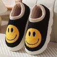 thumbnail image 1 of Zapatillas con patrón de cara de sonrisa Kawaii, zapatos casuales con forro de felpa, cómodas zapatillas de interior para el hogar, 1 of 3