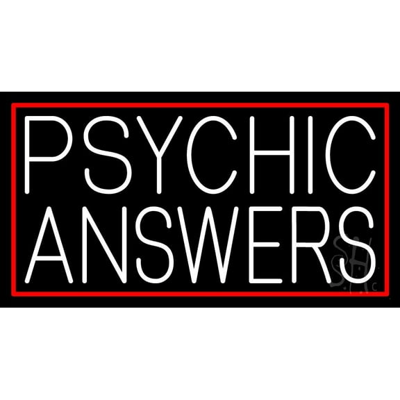 White Psychic Answers LED Neon Sign 20" Tall x 37" Wide - inches Black Square Cut Acrylic Backing, with Dimmer - Bright and Premium built indoor LED Neon Sign for Storefront.